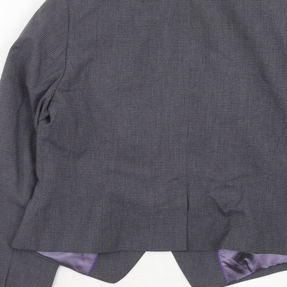 NEXT Womens Blue Geometric Polyester Jacket Suit Jacket Size 14