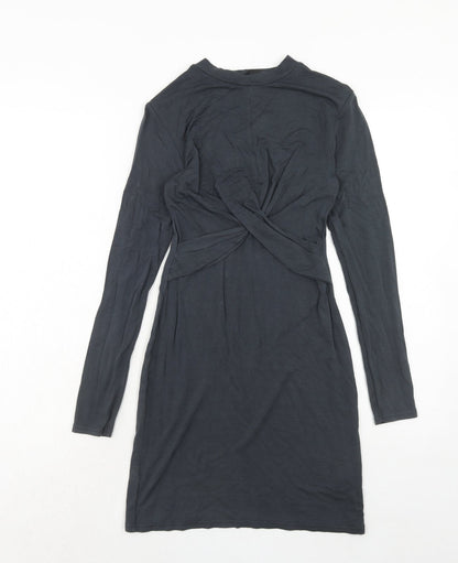 Topshop Womens Grey Viscose A-Line Size 8 Round Neck Pullover