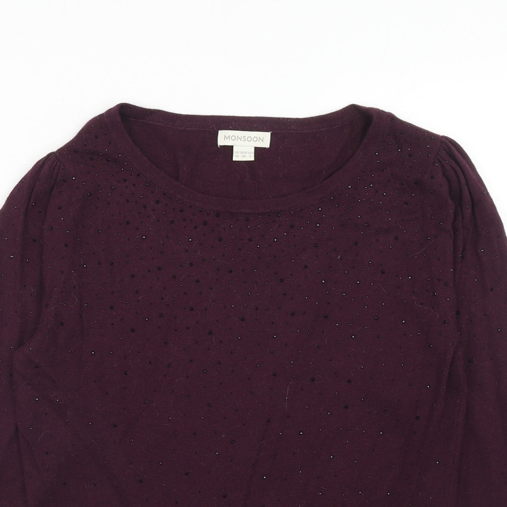 Womens UK Size 10 Monsoon Purple Pullover Jumper