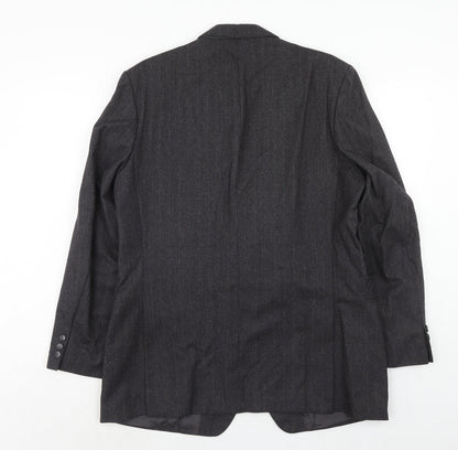 St.Michael Mens Grey Striped Wool Jacket Suit Jacket Size 42 Regular