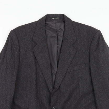 St.Michael Mens Grey Striped Wool Jacket Suit Jacket Size 42 Regular