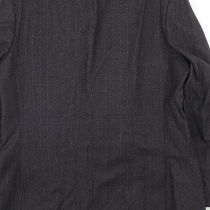 St.Michael Mens Grey Striped Wool Jacket Suit Jacket Size 42 Regular