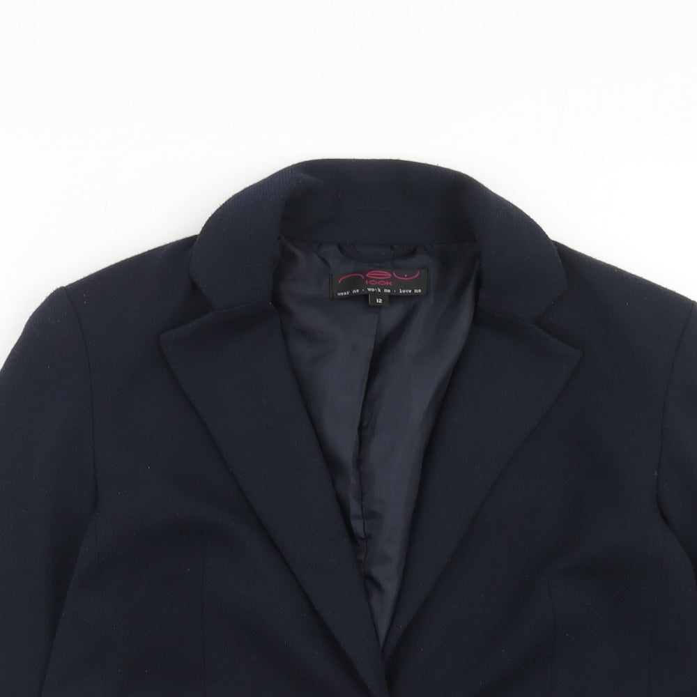 New Look Womens Blue Polyester Jacket Blazer Size 12