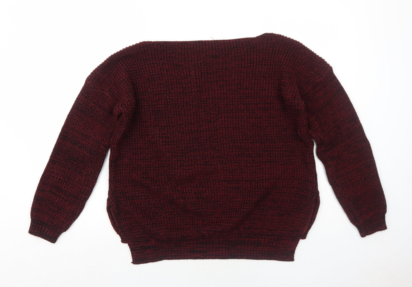 Boohoo Womens Red V-Neck Acrylic Pullover Jumper Size S