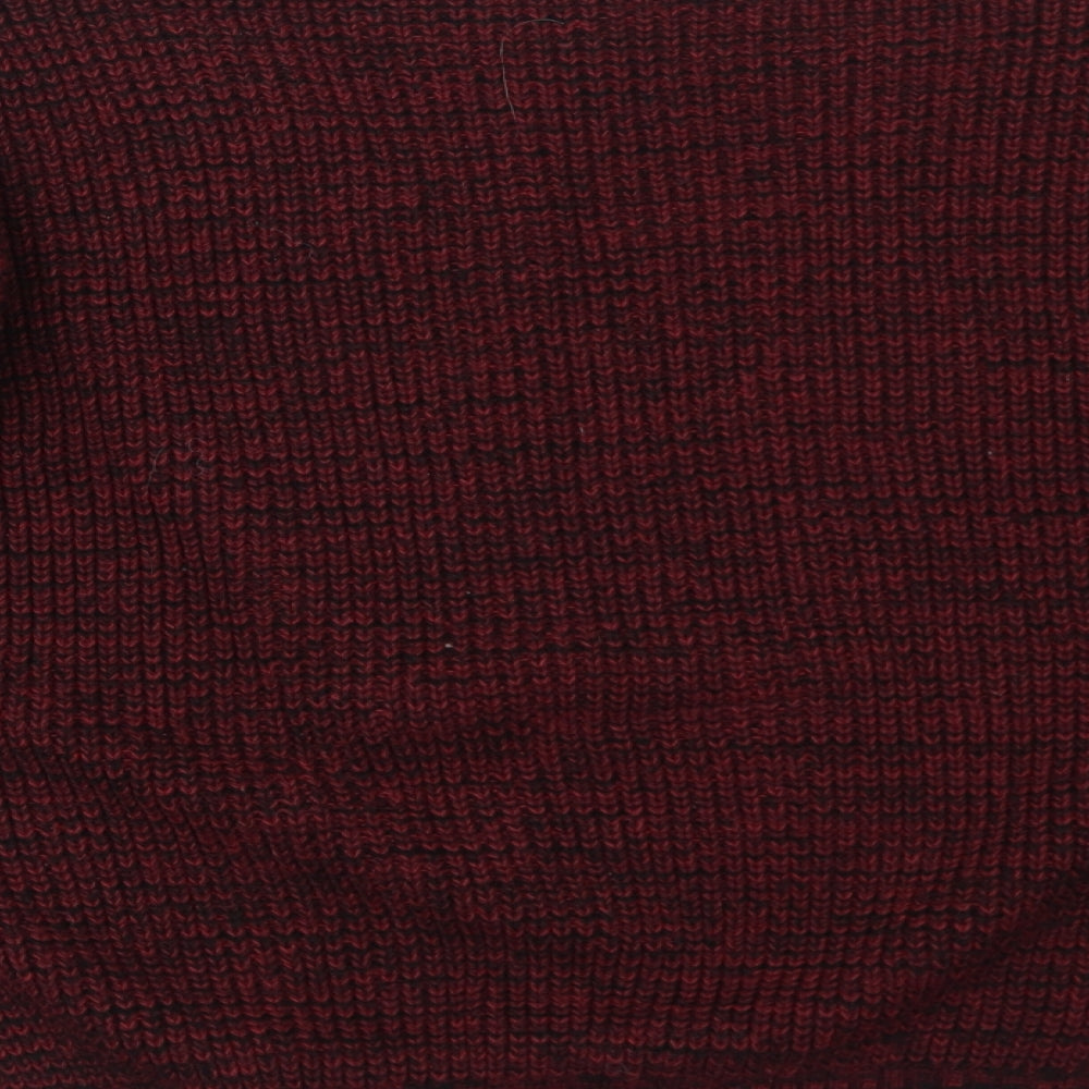 Boohoo Womens Red V-Neck Acrylic Pullover Jumper Size S