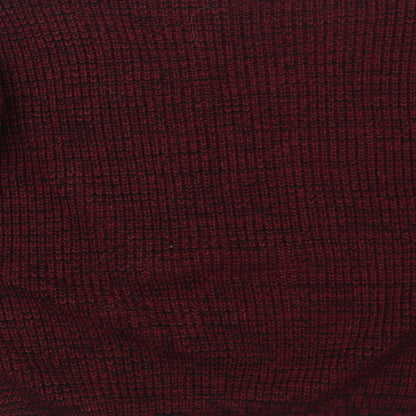 Boohoo Womens Red V-Neck Acrylic Pullover Jumper Size S