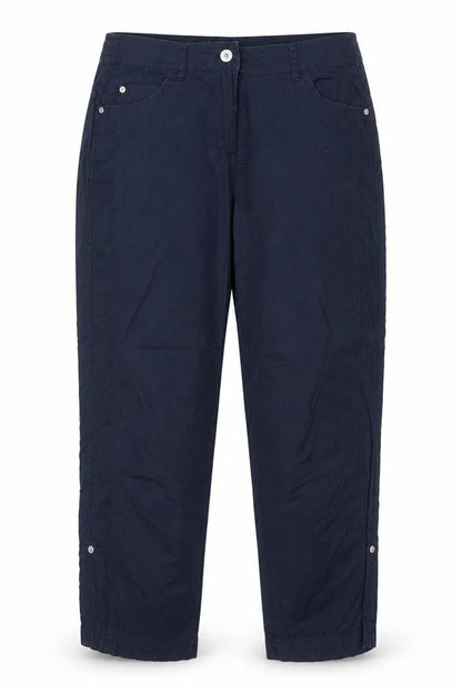 G.W. Womens Blue Cotton Trousers Size 16 Regular Zip