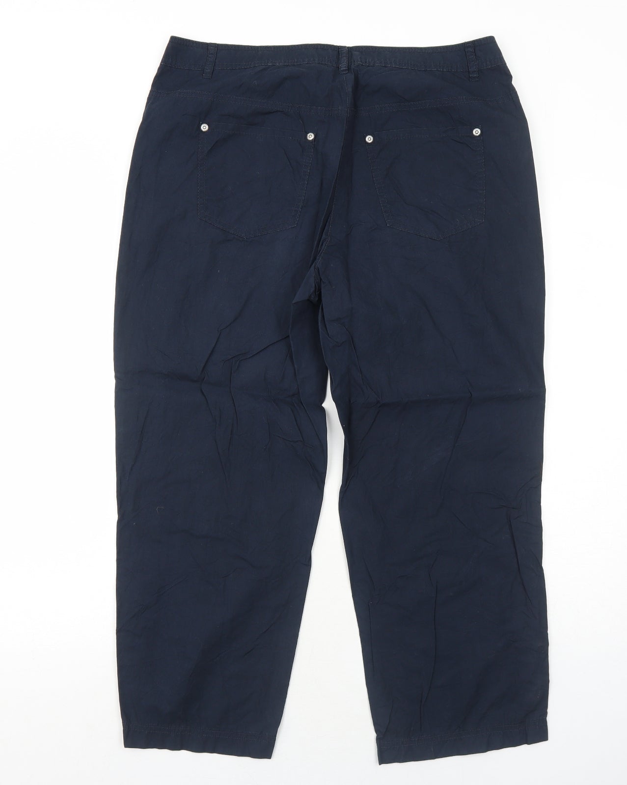G.W. Womens Blue Cotton Trousers Size 16 Regular Zip