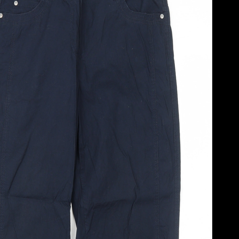 G.W. Womens Blue Cotton Trousers Size 16 Regular Zip