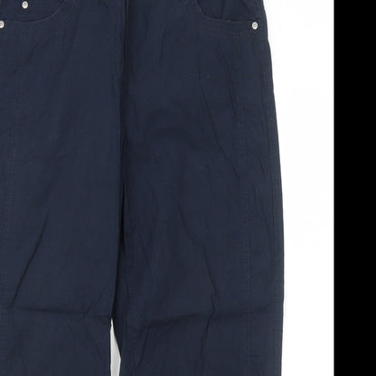 G.W. Womens Blue Cotton Trousers Size 16 Regular Zip