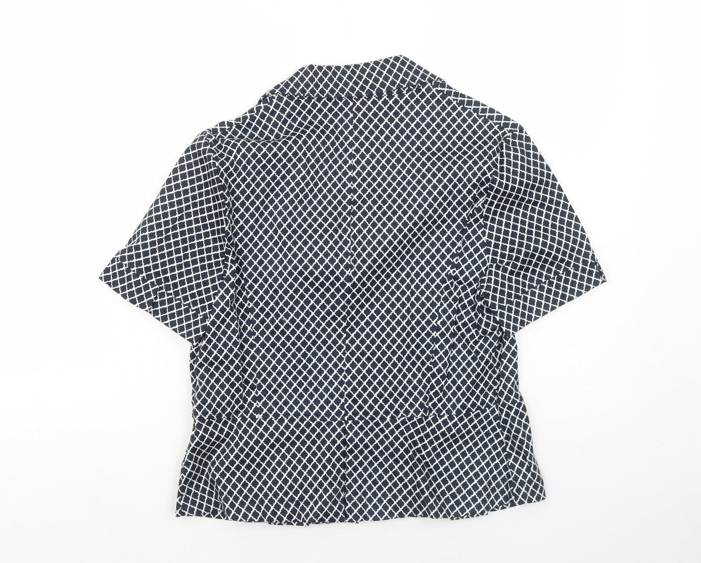 Epilogue Womens Blue Geometric Jacket Blazer Size 12 Button