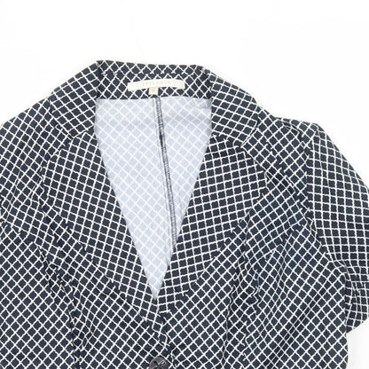 Epilogue Womens Blue Geometric Jacket Blazer Size 12 Button