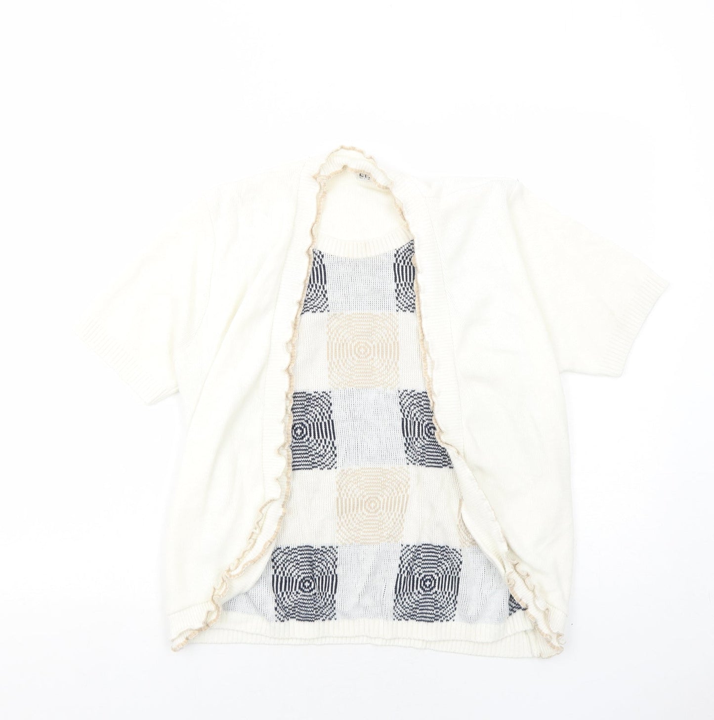 Lizzi Clarke Womens Ivory Round Neck Geometric Acrylic Cardigan Jumper Size S - Twin Set