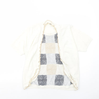 Lizzi Clarke Womens Ivory Round Neck Geometric Acrylic Cardigan Jumper Size S - Twin Set