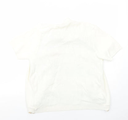 Lizzi Clarke Womens Ivory Round Neck Geometric Acrylic Cardigan Jumper Size S - Twin Set