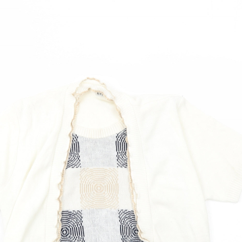 Lizzi Clarke Womens Ivory Round Neck Geometric Acrylic Cardigan Jumper Size S - Twin Set