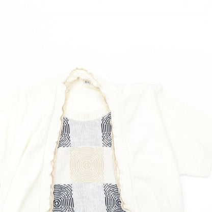 Lizzi Clarke Womens Ivory Round Neck Geometric Acrylic Cardigan Jumper Size S - Twin Set