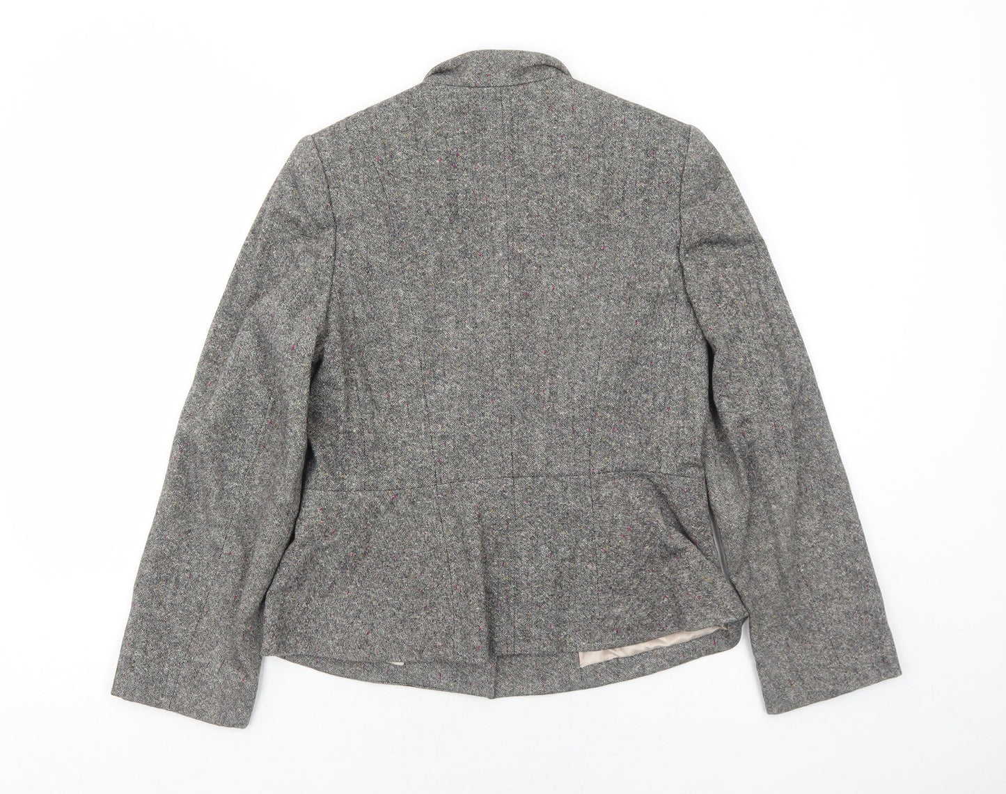 Minuet Womens Grey Geometric Wool Jacket Blazer Size 10