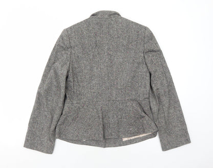 Minuet Womens Grey Geometric Wool Jacket Blazer Size 10