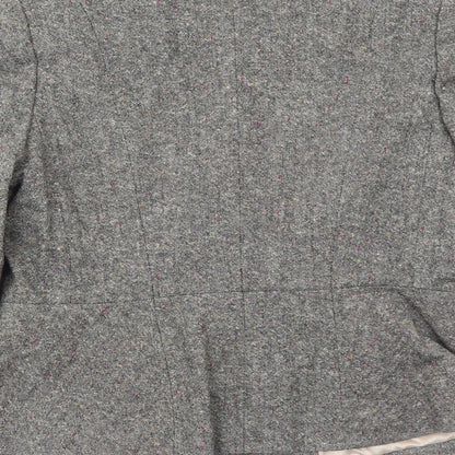 Minuet Womens Grey Geometric Wool Jacket Blazer Size 10