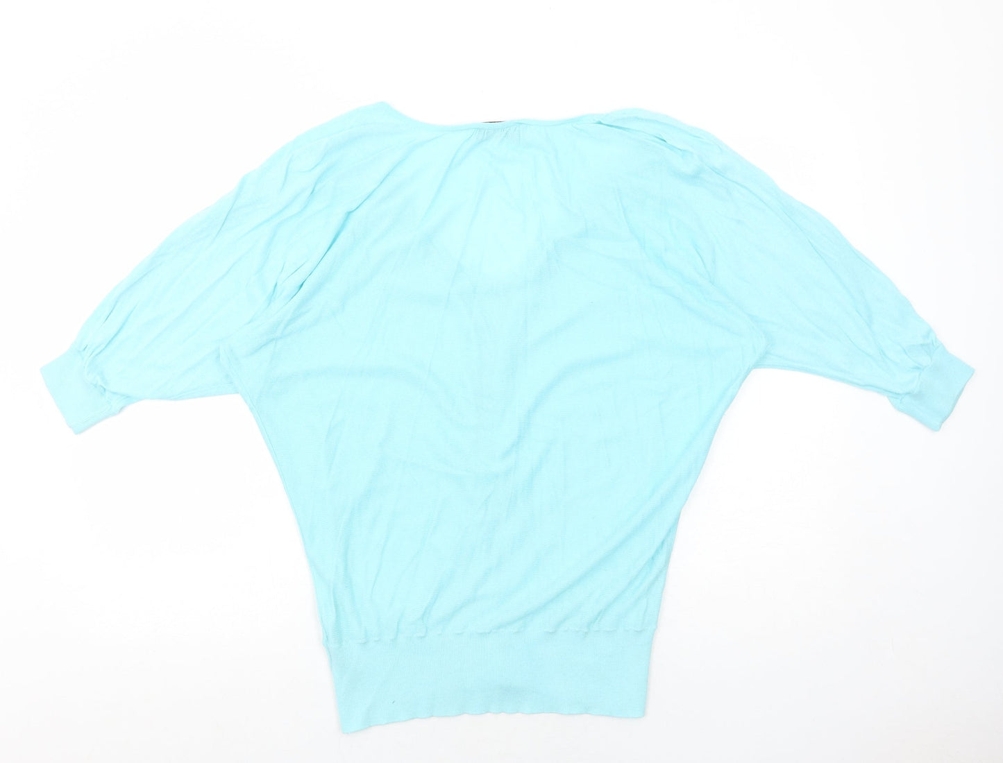Chiara Bini Womens Blue Round Neck Cotton Cardigan Jumper Size M