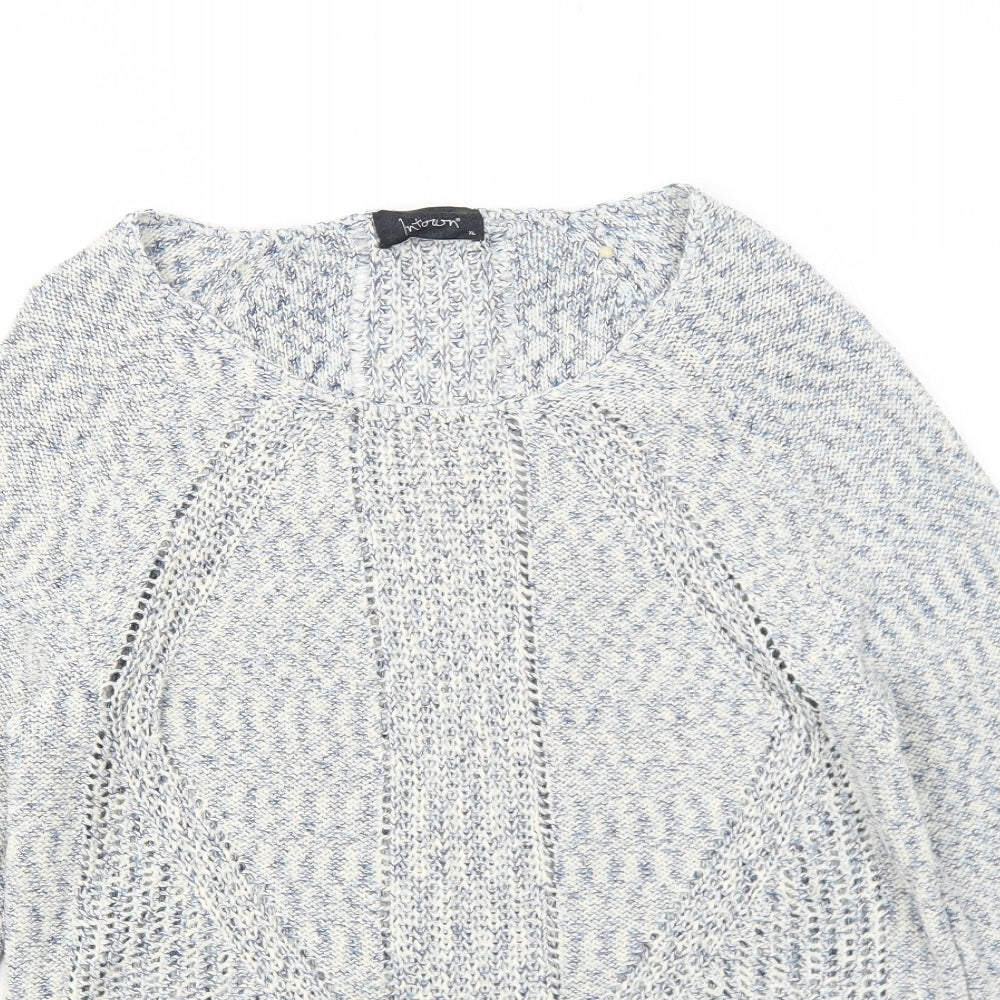 Intown Womens Blue Boat Neck Cotton Pullover Jumper Size XL
