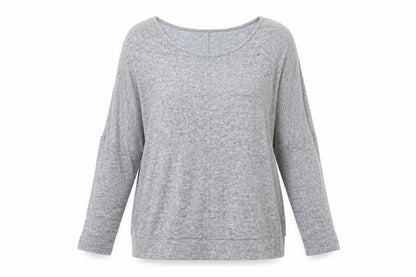 Bleuh Ceil Womens Grey Geometric Polyester Basic Blouse Size M Round Neck - Cold Shoulder