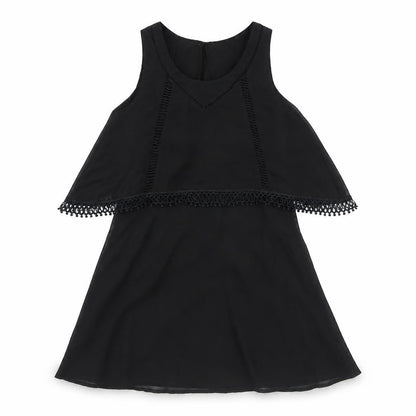 Luc-Ce Womens Black Polyester Fit & Flare Size S Round Neck Zip