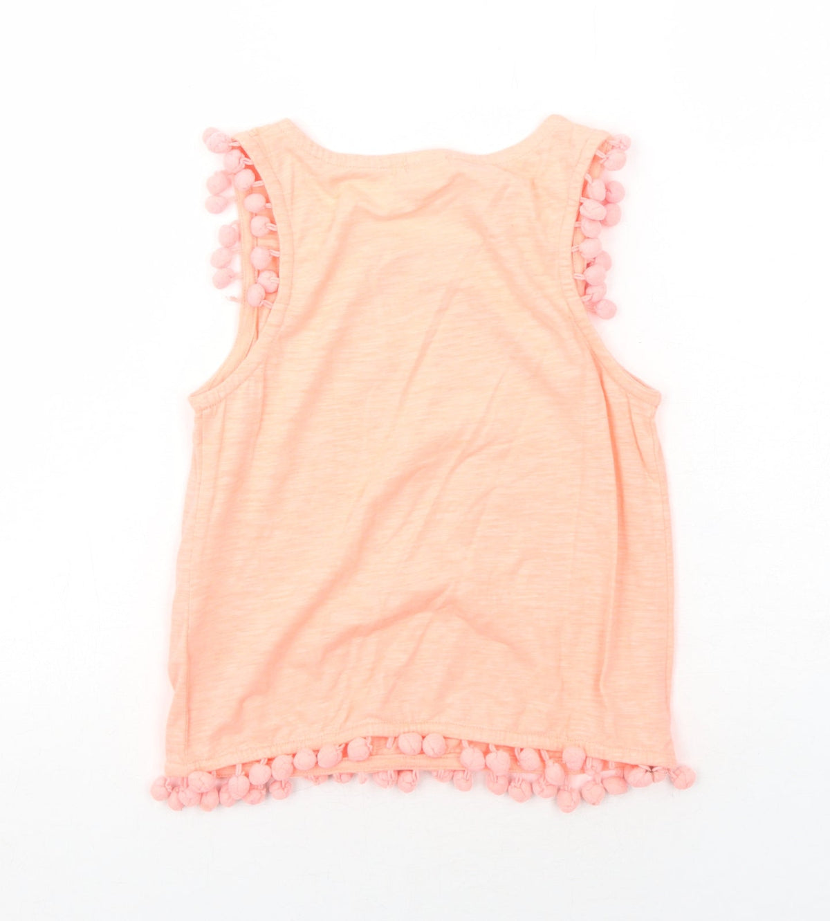 NEXT Girls Orange Cotton Basic Tank Size 10 Years Round Neck Pullover
