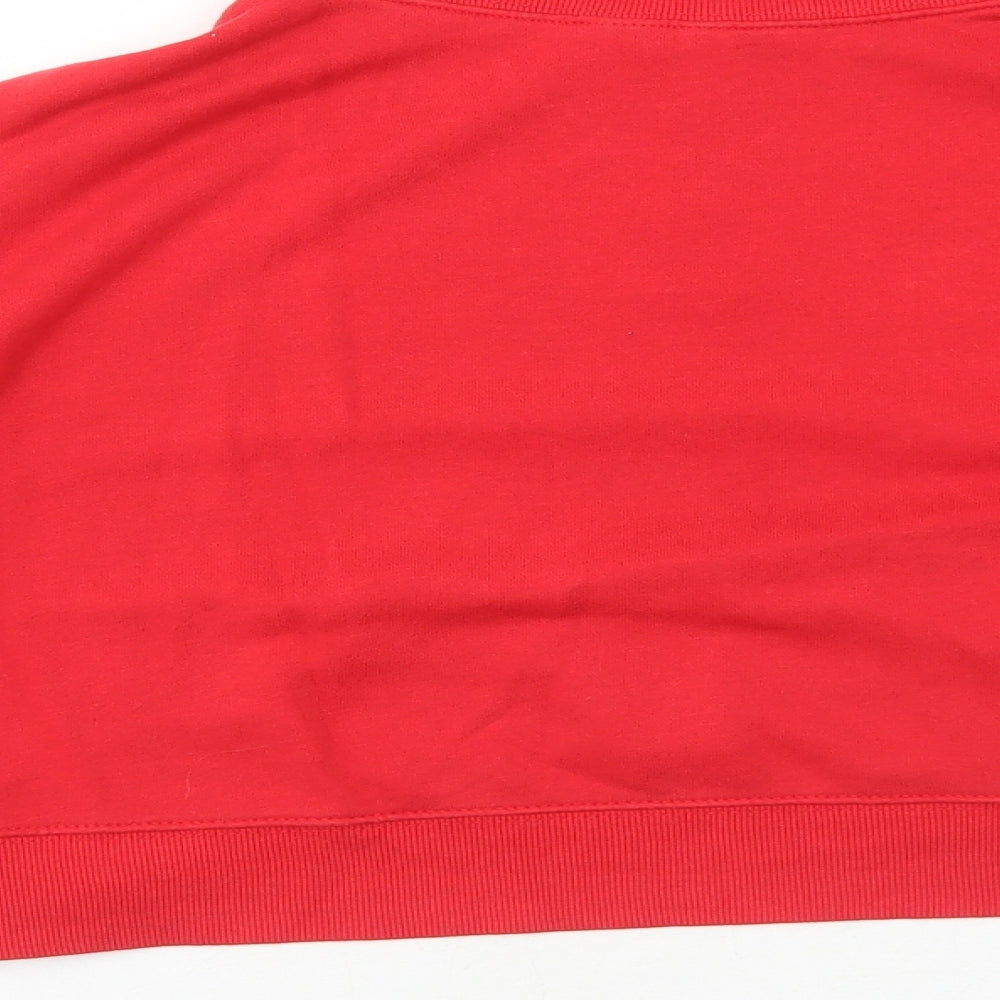 H&M Womens Red Cotton Pullover Sweatshirt Size S Zip