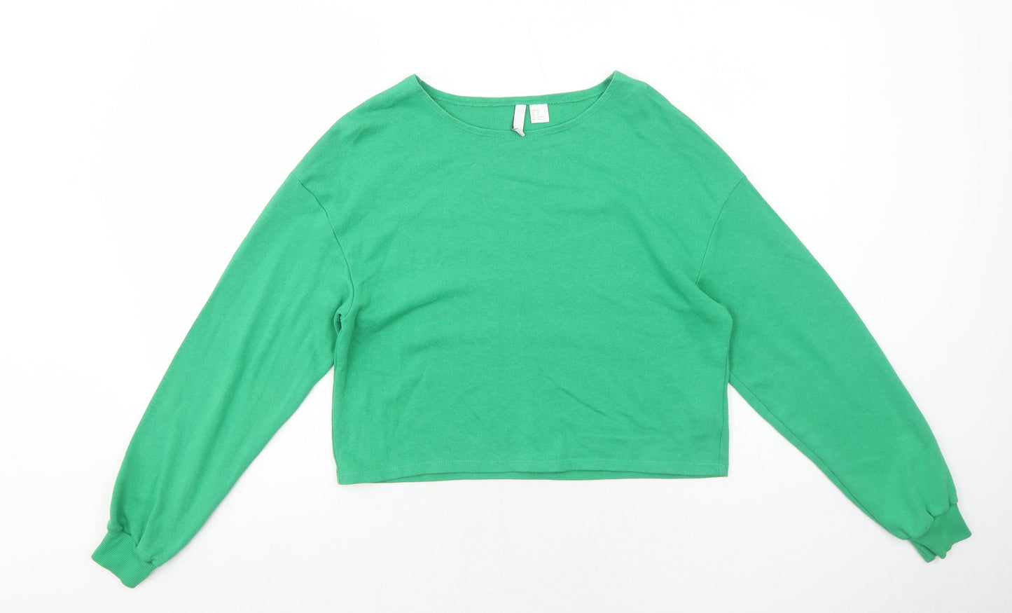 H&M Womens Green Cotton Pullover Sweatshirt Size XS Pullover