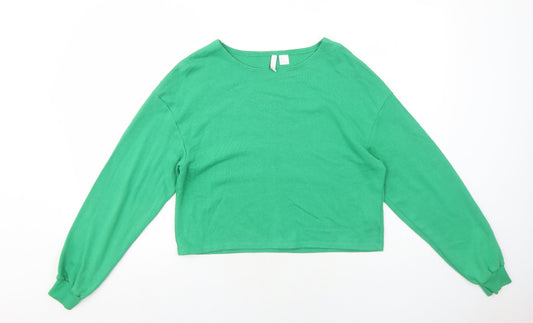 H&M Womens Green Cotton Pullover Sweatshirt Size XS Pullover