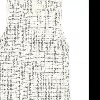Cooperative Womens Ivory Geometric Cotton Pinafore/Dungaree Dress Size M Round Neck Zip