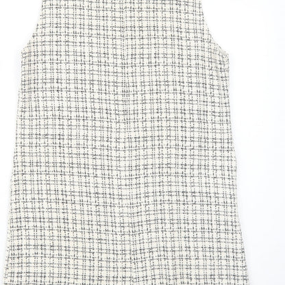 Cooperative Womens Ivory Geometric Cotton Pinafore/Dungaree Dress Size M Round Neck Zip