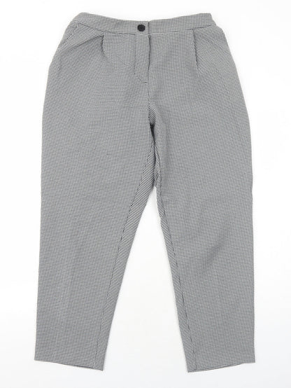 New Look Womens Black Geometric Polyester Carrot Trousers Size 14 Regular Button