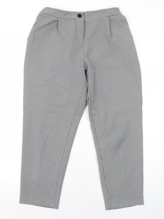 New Look Womens Black Geometric Polyester Carrot Trousers Size 14 Regular Button