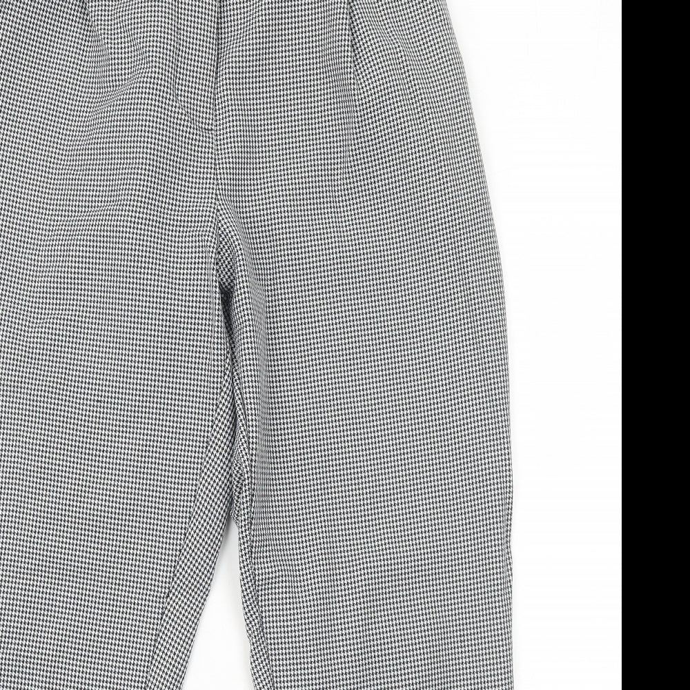 New Look Womens Black Geometric Polyester Carrot Trousers Size 14 Regular Button