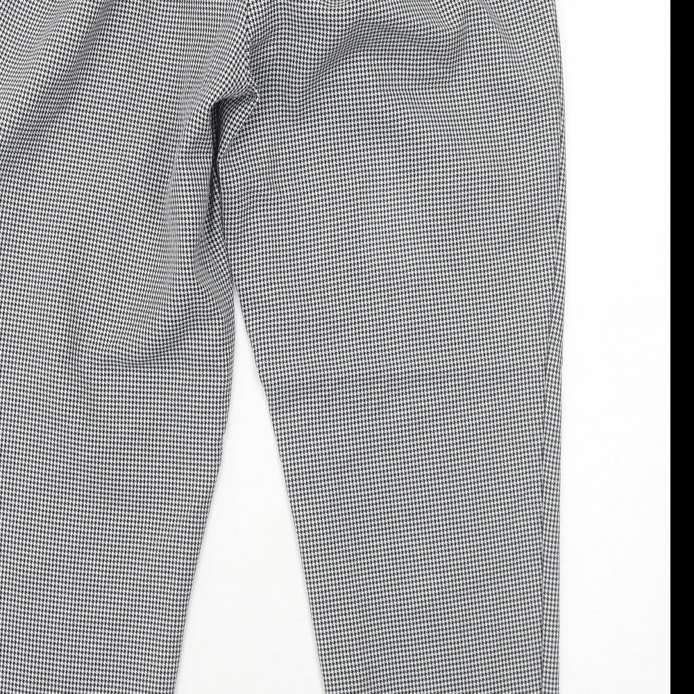 New Look Womens Black Geometric Polyester Carrot Trousers Size 14 Regular Button