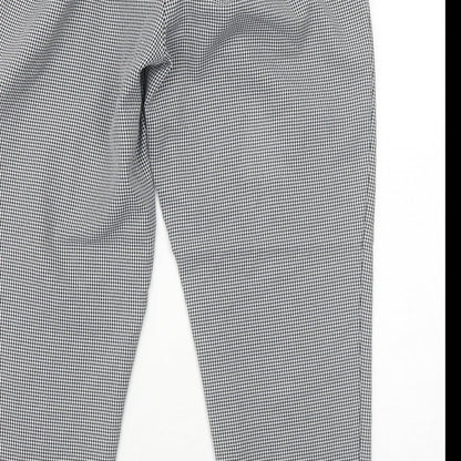 New Look Womens Black Geometric Polyester Carrot Trousers Size 14 Regular Button