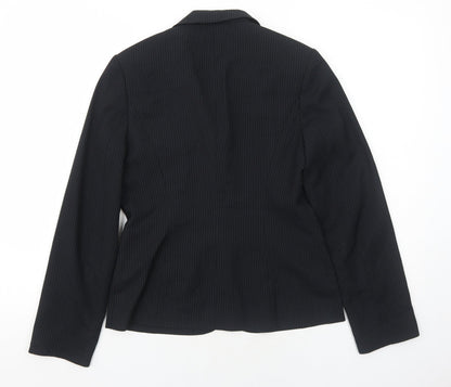 NEXT Womens Black Striped Polyester Jacket Blazer Size 8