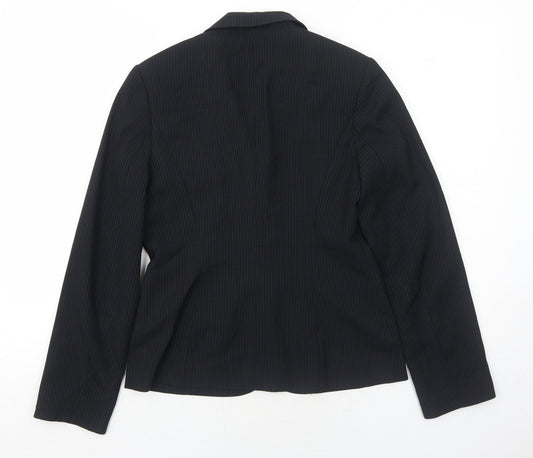 NEXT Womens Black Striped Polyester Jacket Blazer Size 8