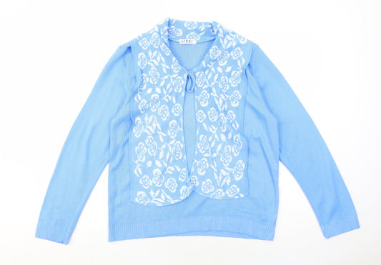 Lizzi Clarke Womens Blue V-Neck Acrylic Cardigan Jumper Size L - Size L-XL