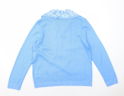 Womens UK Size L Lizzi Clarke Blue Cardigan Jumper