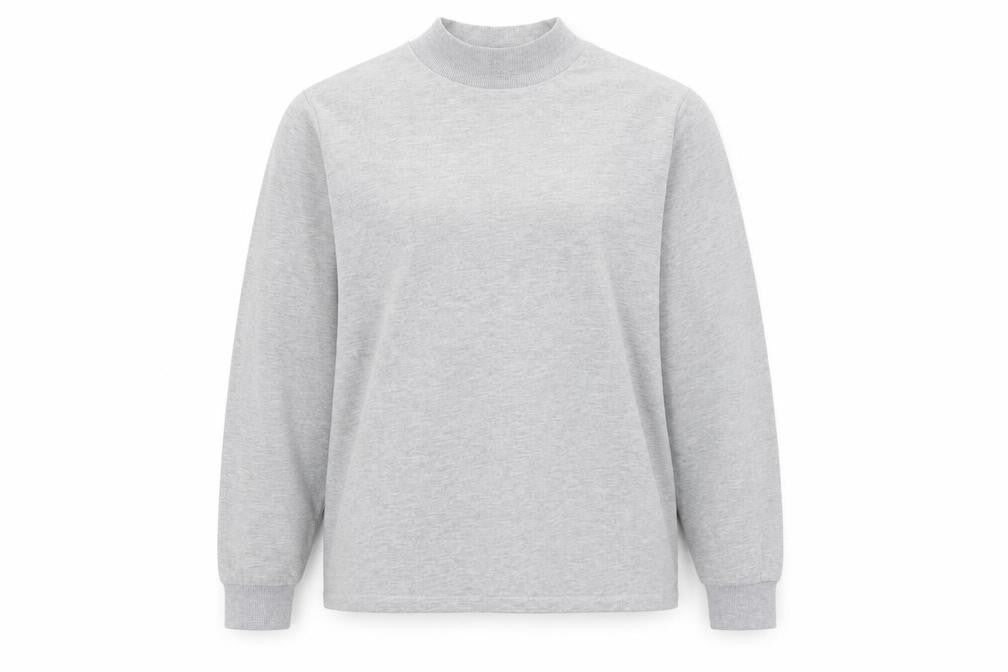 Front view of ASOS women’s grey polyester pullover sweatshirt, size UK 10, pullover