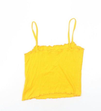 Topshop Womens Yellow Cotton Basic Tank Size 10 Square Neck