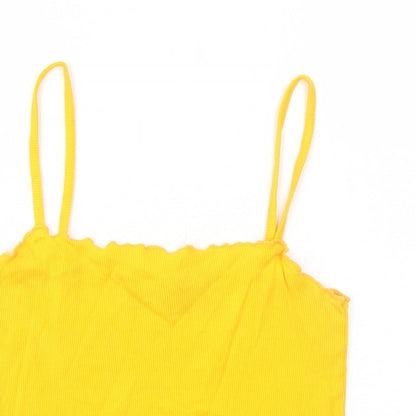 Topshop Womens Yellow Cotton Basic Tank Size 10 Square Neck