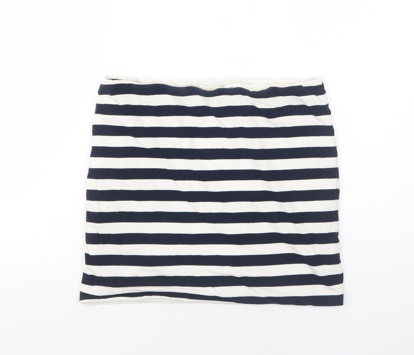 H&M Womens Blue Striped Cotton Bandage Skirt Size M