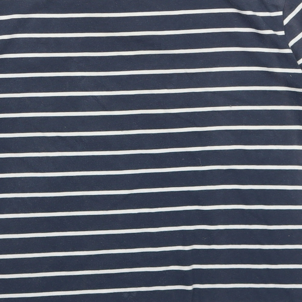 Jack Wills Womens Blue Striped Cotton Basic T-Shirt Size 10 Round Neck - Birds Print