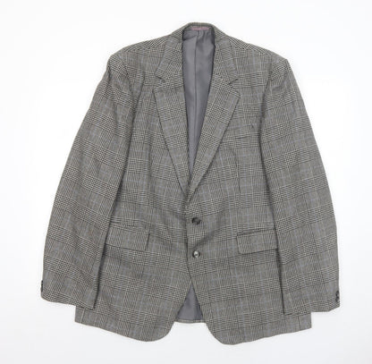 Quality Clothes Mens Grey Plaid Polyester Jacket Suit Jacket Size 42 Regular