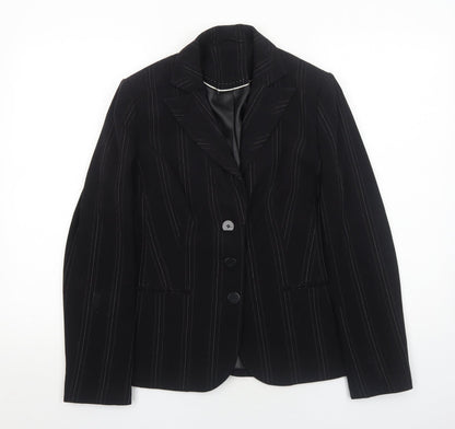 New Look Womens Black Striped Polyester Jacket Blazer Size 12